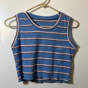 ROMWE BLUE STRIPED CROP TOP SIZE SMALL